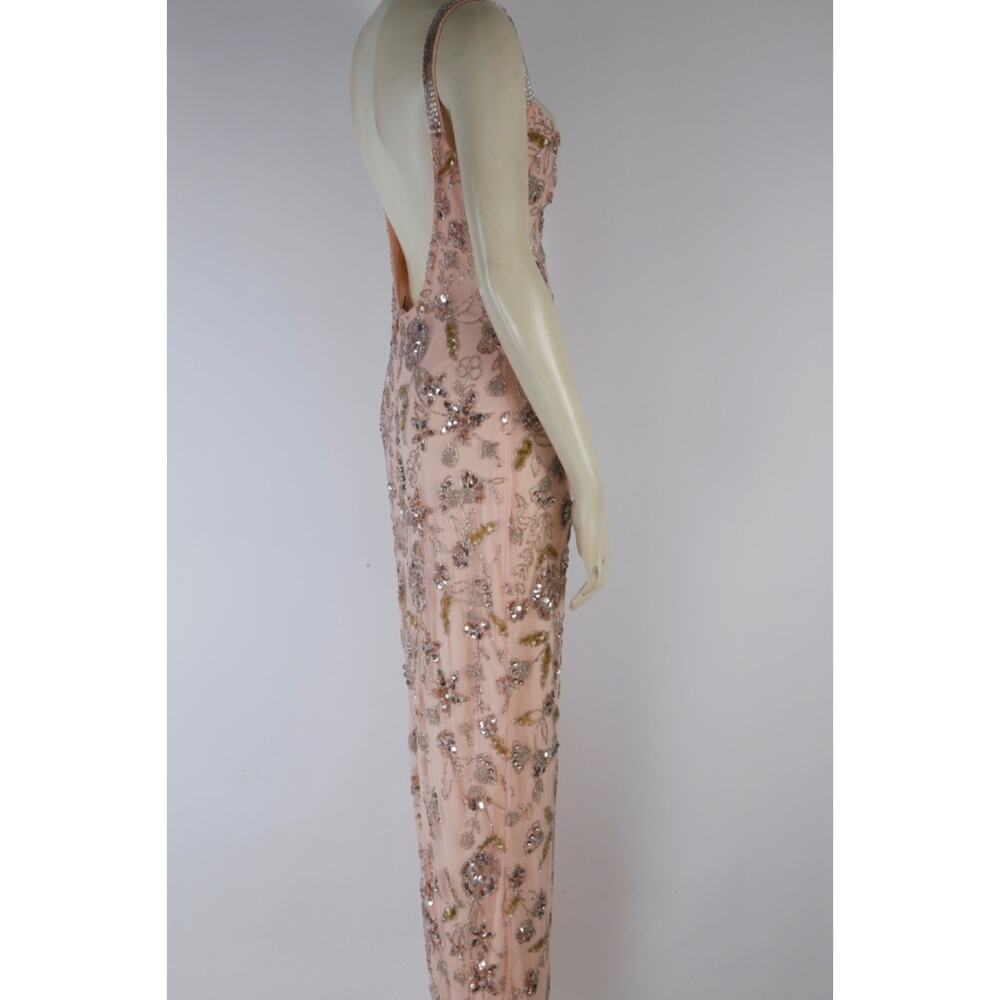 Mac Duggal Dress Sz 2 Sequin Beaded Floral Prom Gown Wedding Guest Evening Maxi